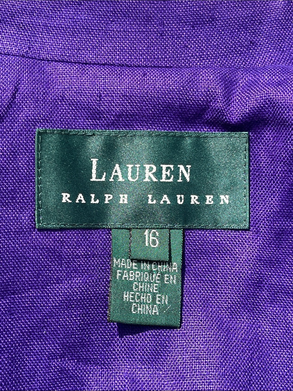 Lauren Ralph Lauren Bright Purple Linen Logo Crest Blazer - Picture 5 of 6